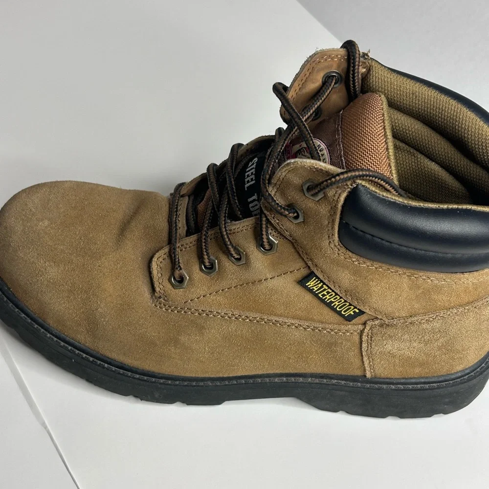 BRAHMA Men's Size 11 Tan Steel Toe Waterproof Work Boots - Used, Good Condition